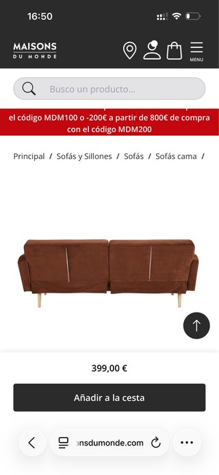 Sofá Cama Terciopelo rojo cobre