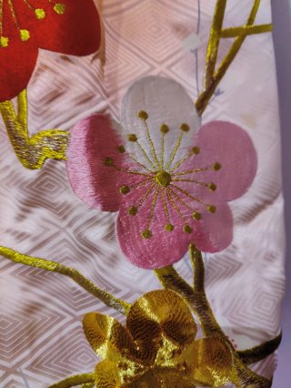 Kimono Japonés Original Flores Naranja Rosa