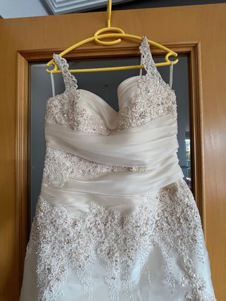 Vestido de Novia Beige y Blanco