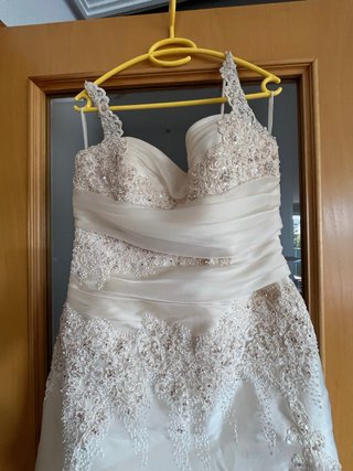 Vestido de Novia Beige y Blanco