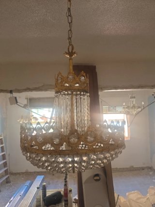 Lámpara colgante antigua dorada cristal