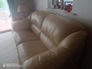 Divano in pelle 3 posti beige