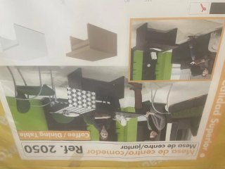 Mesa centro/comedor elevable y plegable negra