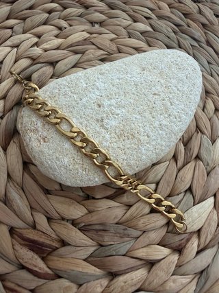 Esclava Acero Baño Oro 18k 3+1