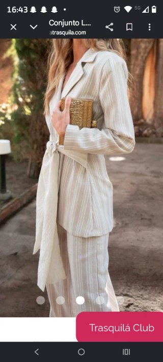 Conjunto Chaqueta y Pantalón Rayas Beige