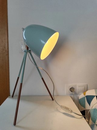 2 Lámparas de mesa,  trípode, turquesa