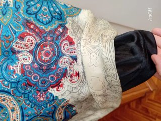Vestido raso estampado, estilo boho