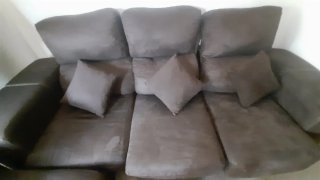 Sofá modular marrón de ante