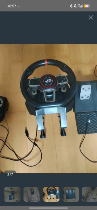 Volante gaming con pedales y palanca