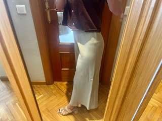 Pantalón ancho beige Massimo Dutti