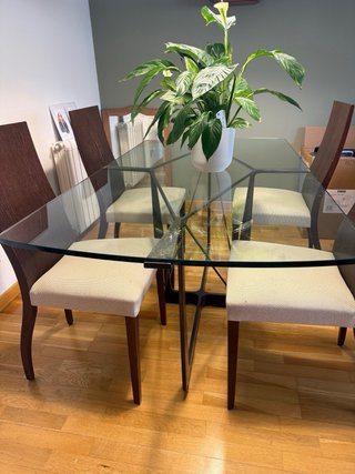 Mesa comedor cristal y hierro forjado G Povo
