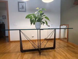Mesa comedor cristal y hierro forjado G Povo