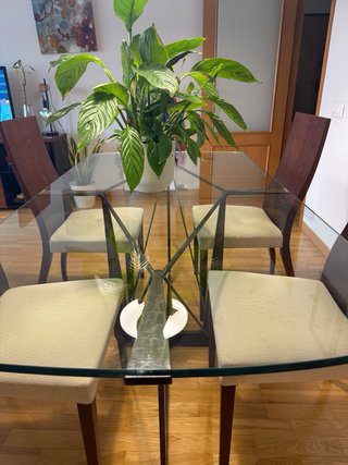 Mesa comedor cristal y hierro forjado G Povo