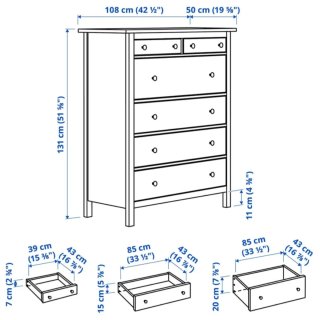 Cómoda HEMNES Ikea 6 cajones blanca