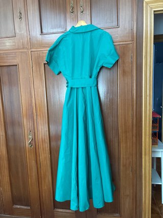 Vestido largo verde azulado