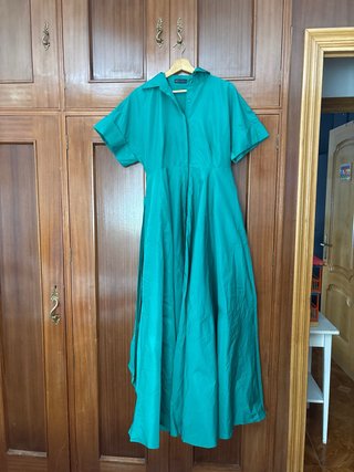 Vestido largo verde azulado
