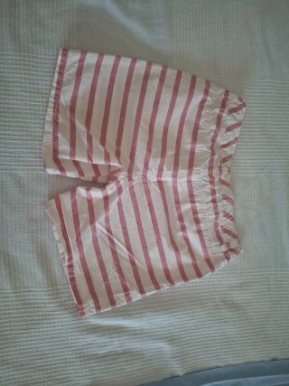 Pantalón corto algodón rayas rosa y blanco