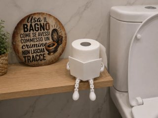 Set Bagno Divertente: Portarotolo + Targa Vintage