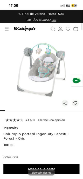 Columpio Portátil Ingenuity para Bebé NUEVO
