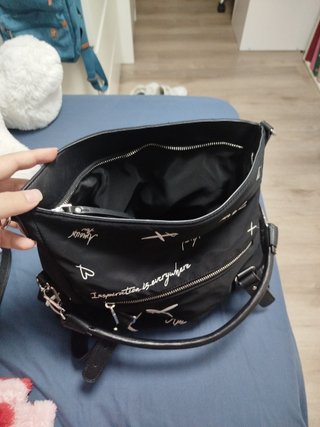 Bolso Desigual Negro con estampado blanco