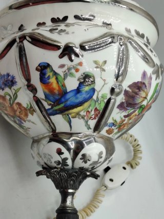 Lámpara cerámica flores y pájaros