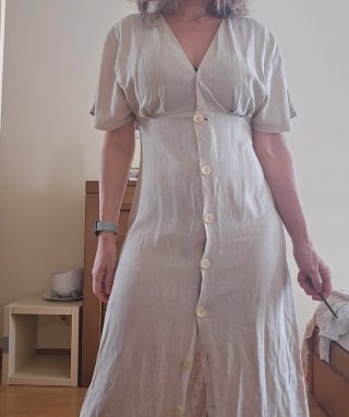 Vestido Largo Lino Mango MNG (Beige / Arena)