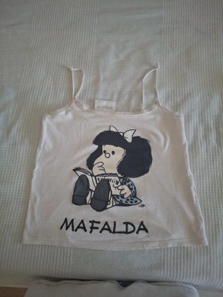 Pijama Mafalda Verano rosa y blanco