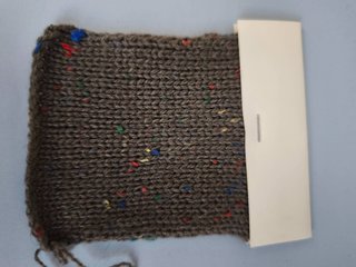 Cono lana tipo tweed marrón / multicolor