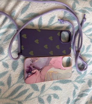 2 Fundas iPhone 13 Morada y Mármol