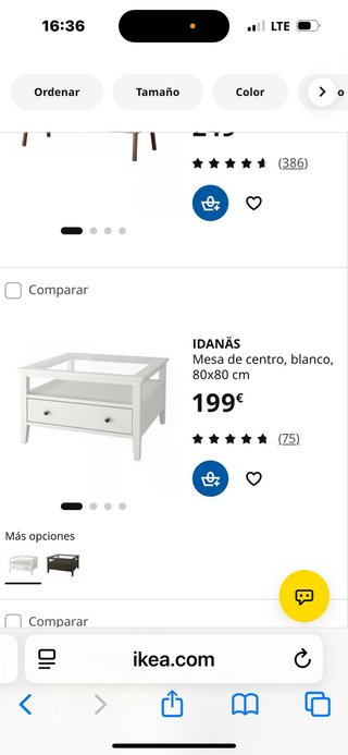 Mesa de centro Ikea cristal y madera