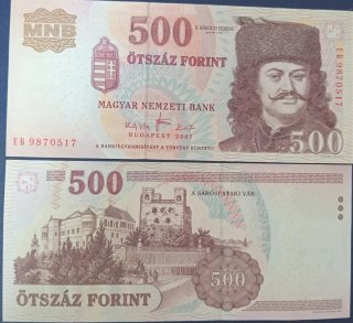 Billete Hungría 500 Forint 2007