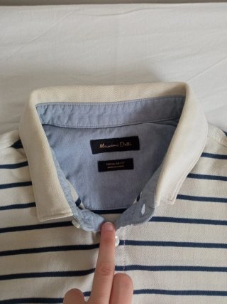 Polo Massimo Dutti Rayas Azul y Crema
