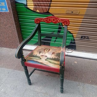 Mesa y Silla Madera Maciza Pintada