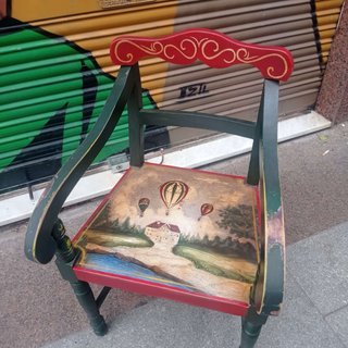 Mesa y Silla Madera Maciza Pintada