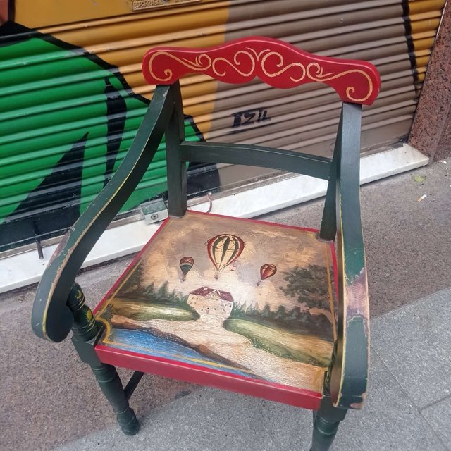 Mesa y Silla Madera Maciza Pintada