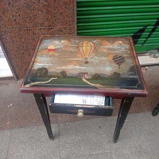 Mesa y Silla Madera Maciza Pintada