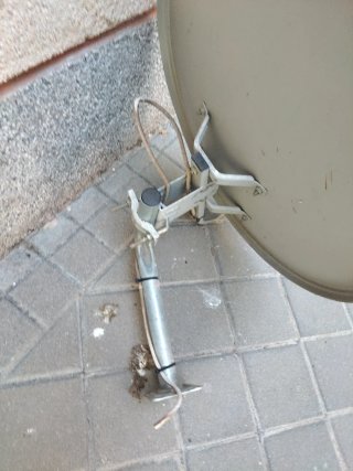 Antena parabólica y brazo soporte fijador pared