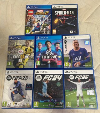 Lote 8 Videojuegos PS4/PS5 FIFA, Spider-Man, LEGO