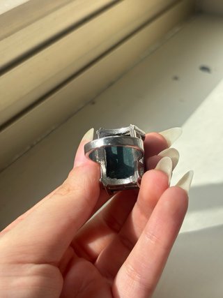 Anello con Pietra Verde Effetto Marmo Vintage