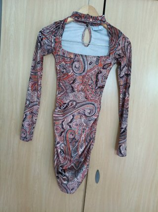 Vestido manga larga estampado paisley