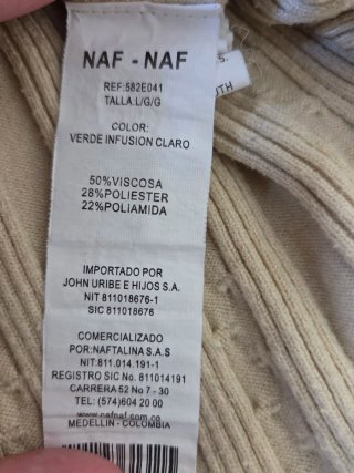 Jersey NAFNAF amarillo pastel trenzado talla M/L