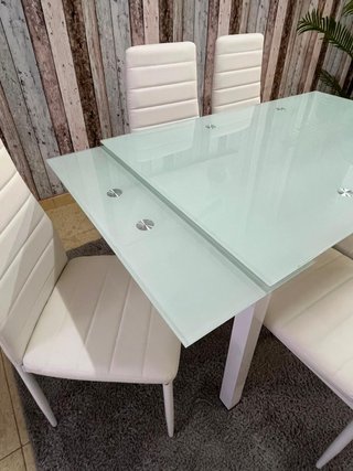 Mesa de comedor extensible cristal y metal