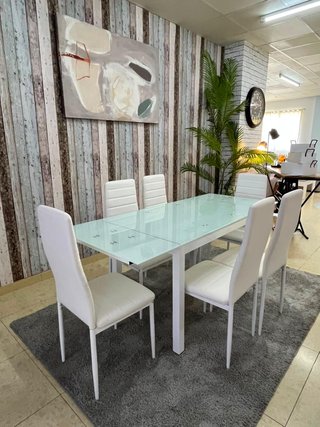 Mesa de comedor extensible cristal y metal
