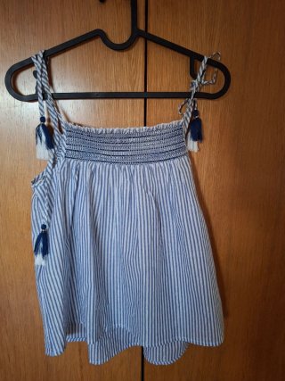Blusa top rayas azules y blancas