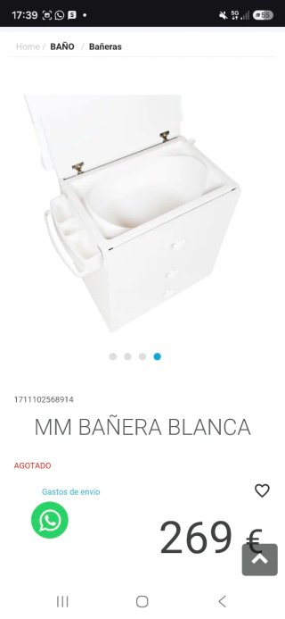 Mueble cambiador bañera blanco