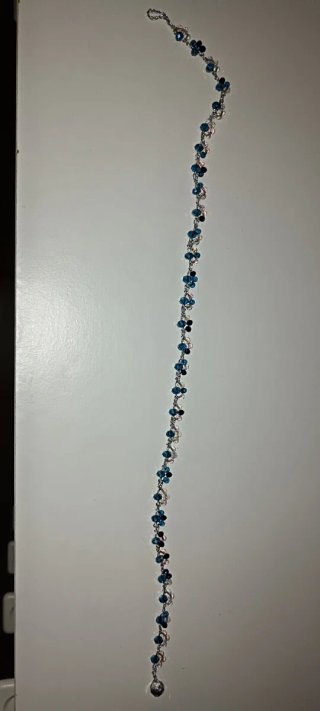 Collana uncinetto perline blu e argento