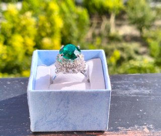 Conjunto Vintage Pendientes y Anillo Verde 925.