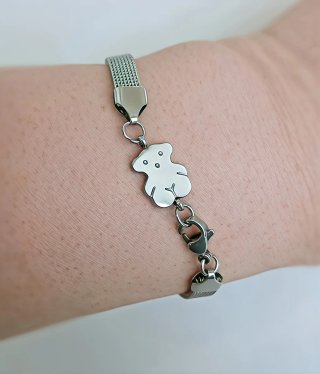 Pulsera acero malla plateada