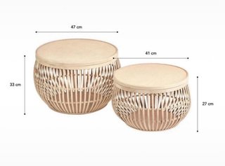 Conjunto mesas bambú y madera