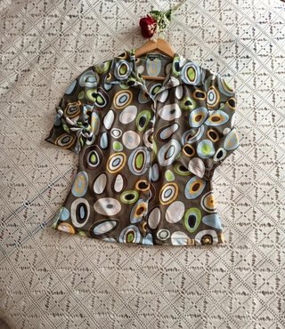 Camisa Gasa Estampada Verde Talla LXL